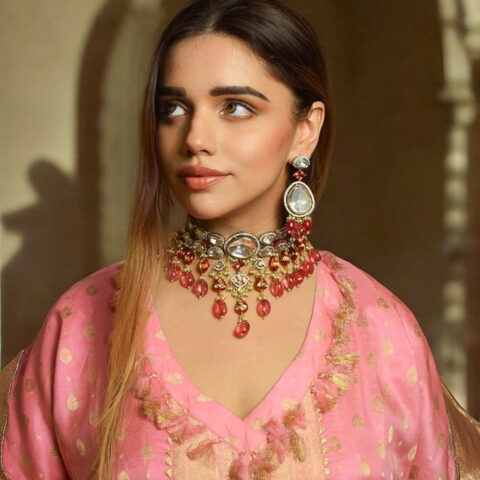 MIRROR POLKI RUBY SET