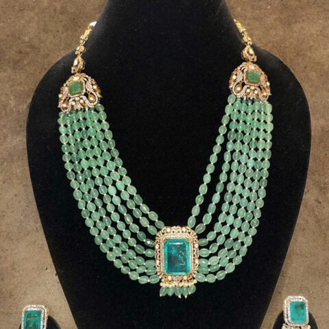 Multi Strand Emerald Green Necklace , M- 387 LN